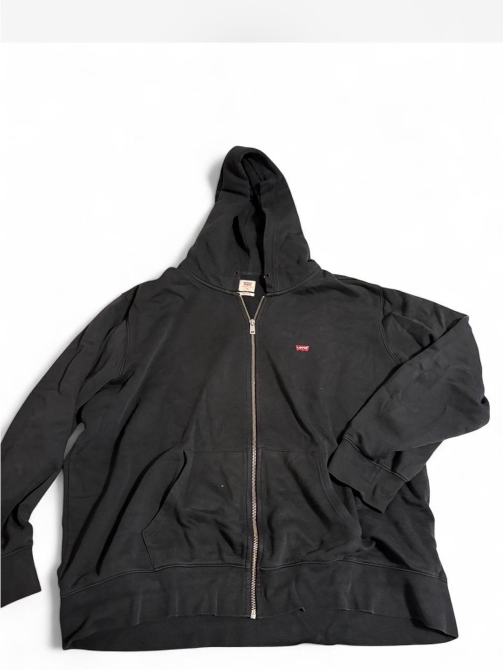 Levi's Black Full-Zip Hooded Sweatshirt with Red Logo